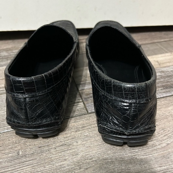 Prada black patent leather embossed croc loafer slip on shoe - Picture 10 of 11